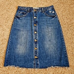 Mainstreet Exchange midi length button down denim skirt